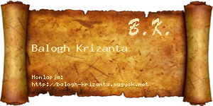 Balogh Krizanta névjegykártya